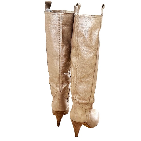 L'autre Chose Italian Leather Boots, Metallic Gold. - Picture 4 of 10